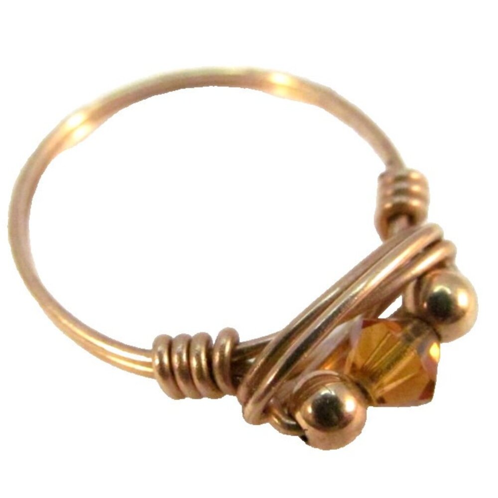 Handcrafted Gold Tone Wire Wrapped Ring With Face… - image 8